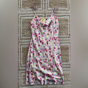 BCBG Paris Floral Cowl Neck Slip Midi Dress XL Cottagecore garden party Boho